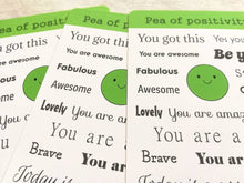 Load image into Gallery viewer, Pea of positivity postcard. A happy, caring, positive message for posting or framing
