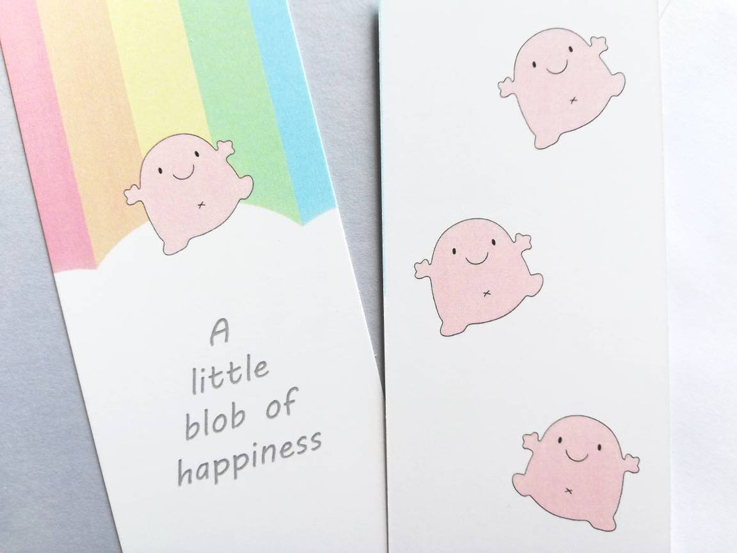 A little blob of happiness bookmark, happy page marker, rainbow bookmark gift, positive book lover, book worm