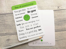 Load image into Gallery viewer, Pea of positivity postcard. A happy, caring, positive message for posting or framing
