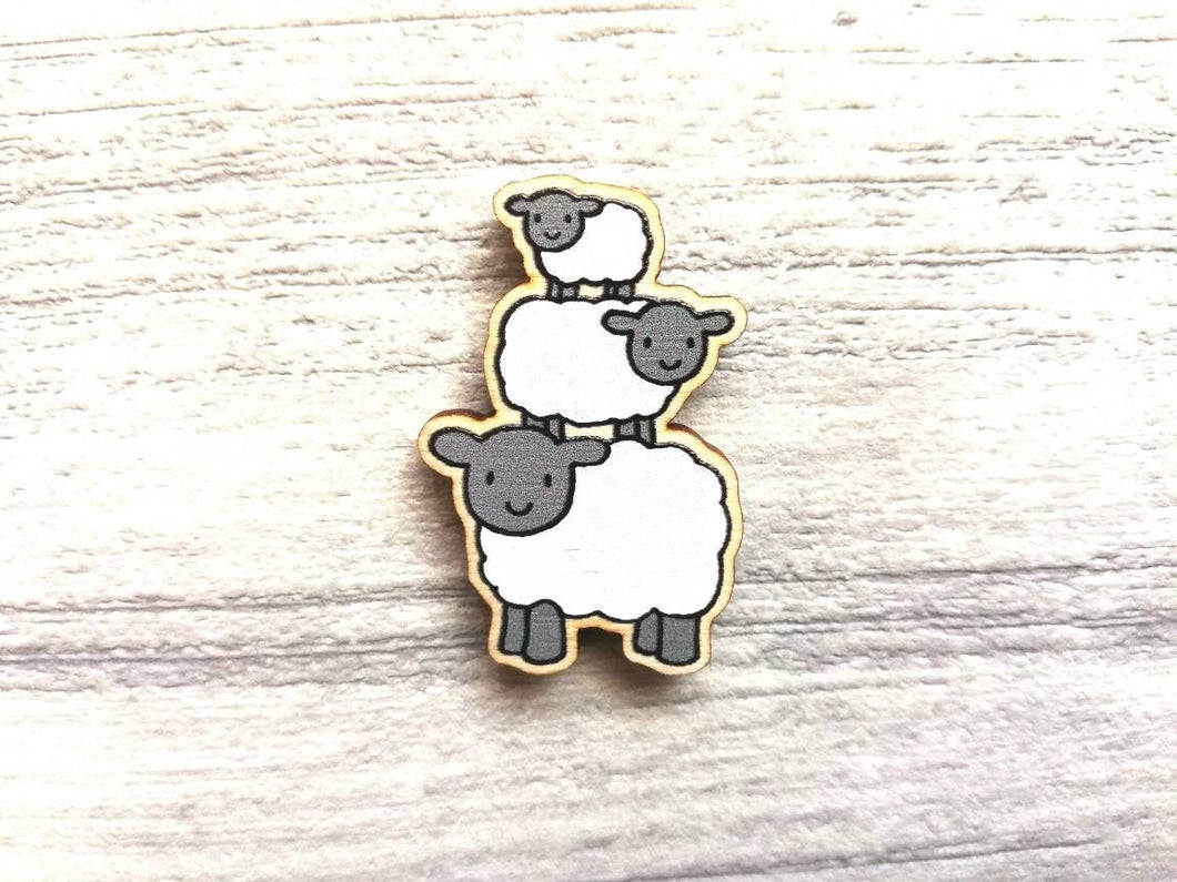 Sheep wooden magnet, lambs fridge magnet