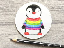 Load image into Gallery viewer, Rainbow penguin coaster
