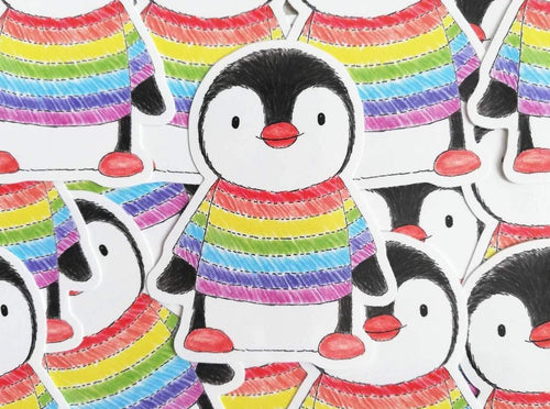 Lots of penguin rainbow stickers