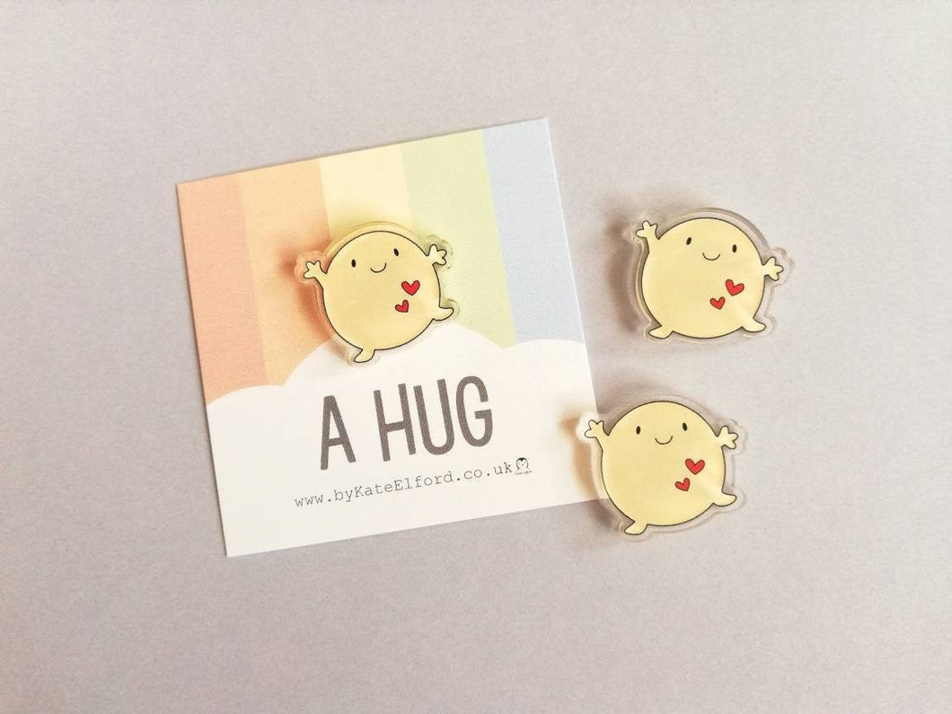 A hug magnet, cute mini positive fridge magnet, tiny, friendship, postable hug and love, supportive, recycled acrylic
