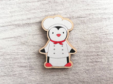Load image into Gallery viewer, Wooden chef penguin fridge magnet
