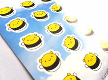 Load image into Gallery viewer, Bee stickers. Little bumble bees vinyl sticker, small A7 sticker sheet, cute, planner, bullet point, journal
