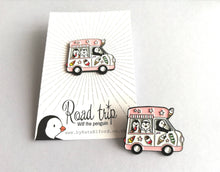 Load image into Gallery viewer, Seconds - Penguin ice cream van enamel pin, road trip, Wilf penguin badge
