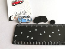 Load image into Gallery viewer, Seconds - Penguin campervan enamel pin, penguin badge, cute little camper pins
