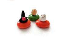 Load image into Gallery viewer, Miniature ghosts. Pottery and glass tiny ornament. Cute mini happy ghost. Halloween decor
