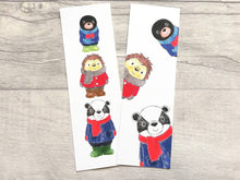 Load image into Gallery viewer, Badger, hedgehog and mole bookmark, woodland page marker, bookmarks, book gift
