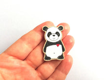 Load image into Gallery viewer, Cute panda and heart wooden magnet
