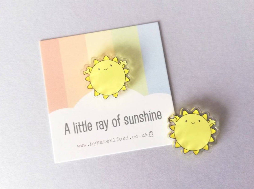 A little ray of sunshine mini magnet, cute positive fridge magnet, friendship, postable happiness and love, supportive, recycled acrylic