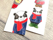 Load image into Gallery viewer, Badger, hedgehog and mole bookmark, woodland page marker, bookmarks, book gift
