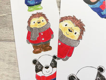 Load image into Gallery viewer, Badger, hedgehog and mole bookmark, woodland page marker, bookmarks, book gift
