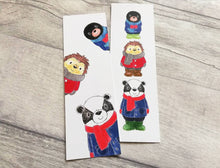 Load image into Gallery viewer, Badger, hedgehog and mole bookmark, woodland page marker, bookmarks, book gift
