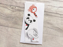 Load image into Gallery viewer, Elephant, tiger and panda bookmark, wildlife page marker, bookmarks, love heart, wild animal book gift
