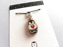 Load image into Gallery viewer, Wooden penguin charm
