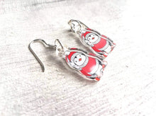 Load image into Gallery viewer, Christmas penguin earrings, red Santa hat and jumper
