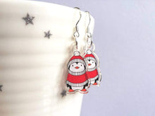 Load image into Gallery viewer, Penguin Christmas earrings
