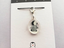 Load image into Gallery viewer, Penguin chick stitch marker, mini penguin recycled acrylic charm
