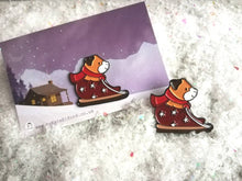 Load image into Gallery viewer, Guinea pig enamel pin, cute enamel badge, Christmas sledging guinea pig enamel brooch pins, cavy badges
