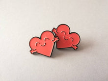 Load image into Gallery viewer, SECONDS Heart love and hug happy enamel pin, cute heart, friend, positive enamel brooch, support enamel badges, gift
