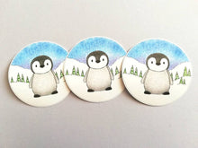 Load image into Gallery viewer, Penguin chick in the snow vinyl sticker, cute penguin decal
