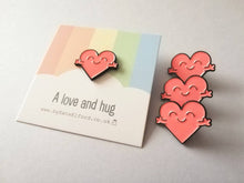 Load image into Gallery viewer, SECONDS Heart love and hug happy enamel pin, cute heart, friend, positive enamel brooch, support enamel badges, gift
