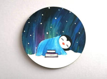 Load image into Gallery viewer, Penguin coaster, Northern lights and snow
