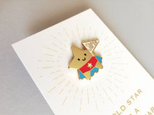 Load image into Gallery viewer, SECONDS. Super star enamel pin, cute gold star, positive enamel brooch, friendship, supportive enamel badges
