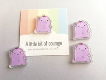 Load image into Gallery viewer, A little bit of courage mini magnet, cute positive fridge magnet, friendship, postable strength and love, supportive, recycled acrylic
