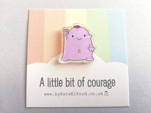 A little bit of courage mini magnet, cute positive fridge magnet, friendship, postable strength and love, supportive, recycled acrylic