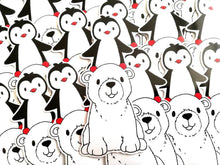 Load image into Gallery viewer, Penguin and polar bear vinyl sticker, penguin decal, cute polar bear
