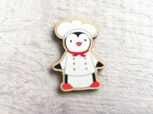 Chef penguin eco friendly wooden magnet