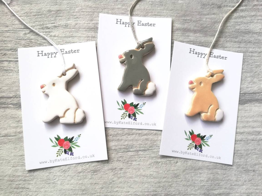 Pottery rabbit decorations, ceramic Easter tree ornaments, Easter bunny