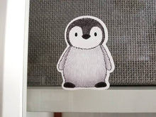 Load image into Gallery viewer, Penguin static window cling, little reusable windows and mirror decor, small cute penguin chick. Not a sticker
