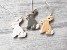 Load image into Gallery viewer, Pottery rabbit decorations, ceramic Easter tree ornaments, Easter bunny
