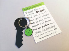 Load image into Gallery viewer, Pea of positivity little enamel keyring, positive happy cute green pea, enamel gift, friendship, supportive
