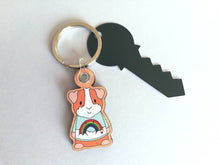 Load image into Gallery viewer, Guinea pig keyring, cavy wooden key fob, guinea pig key chain, bag charm, ethically sourced wood
