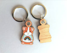 Load image into Gallery viewer, Guinea pig keyring, cavy wooden key fob, guinea pig key chain, bag charm, ethically sourced wood
