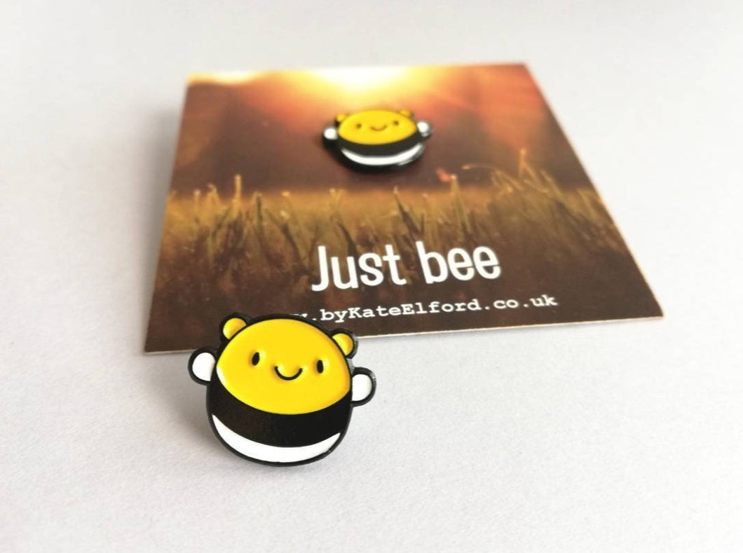 Little bee enamel pin, cute mini bumble bee, positive, cute, happy just bee enamel badges