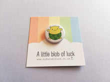 Load image into Gallery viewer, A little blob of luck badge, cute, positive gift, supportive, friendship, lucky clover, good luck, button badge
