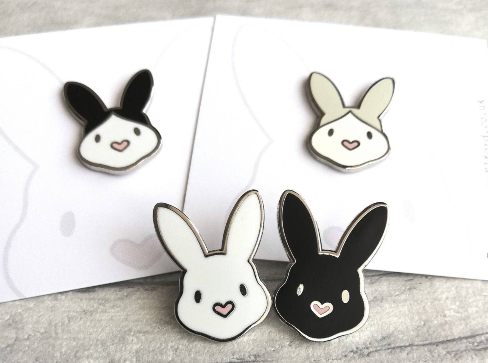 Rabbit enamel pins – by Kate Elford