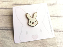 Load image into Gallery viewer, Seconds - Rabbit enamel pins. Enamel badge. Enamel bunny brooch with pink heart shaped nose
