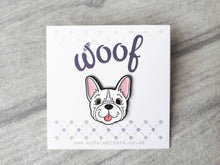 Load image into Gallery viewer, Seconds - French bulldog enamel pins, black enamel badge
