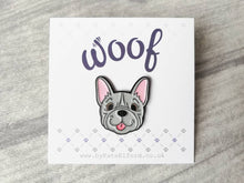 Load image into Gallery viewer, Seconds - French bulldog enamel pins, black enamel badge
