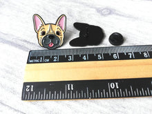 Load image into Gallery viewer, Seconds - French bulldog enamel pins, black enamel badge
