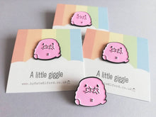 Load image into Gallery viewer, Seconds - A little giggle enamel pin, cute enamel brooch, friendship, laughter, supportive, funny enamel badges

