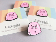Load image into Gallery viewer, A little giggle enamel pin, cute enamel brooch, friendship, laughter, supportive enamel badges
