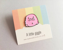 Load image into Gallery viewer, Seconds - A little giggle enamel pin, cute enamel brooch, friendship, laughter, supportive, funny enamel badges
