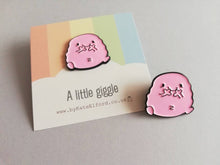Load image into Gallery viewer, A little giggle enamel pin, cute enamel brooch, friendship, laughter, supportive enamel badges
